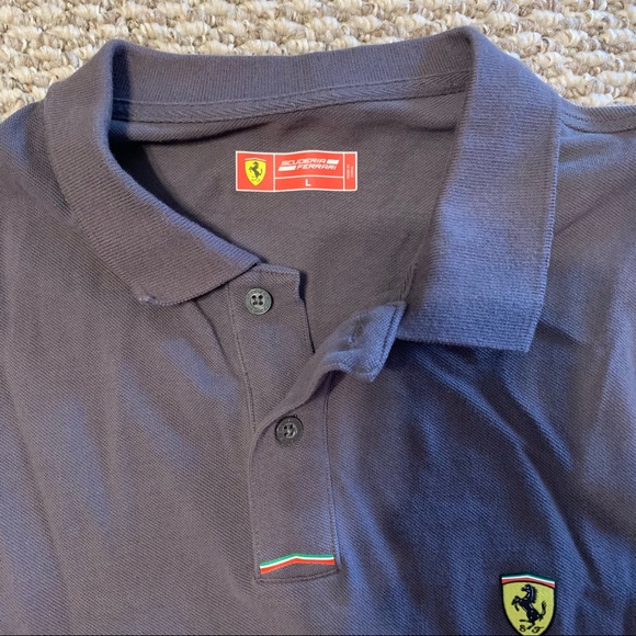 ferrari mens polo large gray scuderia ferrari italy shirt 100% cotton. - Picture 2 of 4